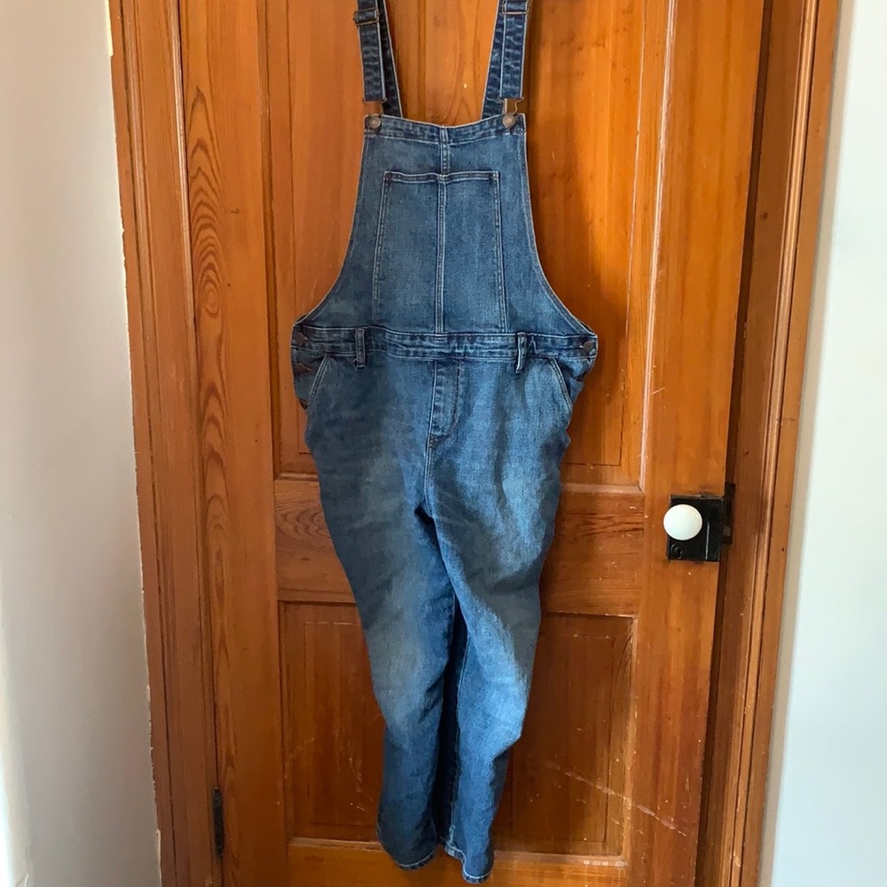 Old navy straight leg denim overalls